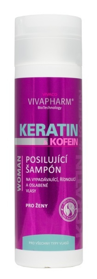 Vivapharm Keratinový posilující šampon s kofeinem pro ženy 200 ml