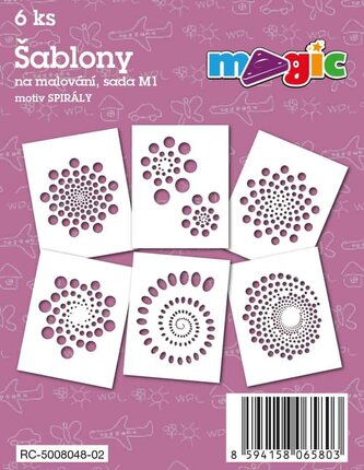 Papírové šablony MAGIC, 11 x 14cm, 6ks, sada M1- Spirály