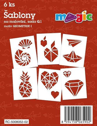 Papírové šablony MAGIC, 11 x 14cm, 6ks, sada Q1 - Geometrik I