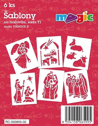 Papírové šablony MAGIC, 11 x 14cm, 6ks, sada T1 - Vánoce II