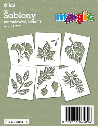 Papírové šablony MAGIC, 11 x 14cm, 6ks, sada P1 - Listy