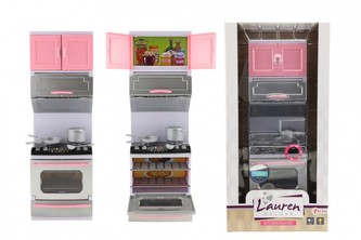 Kuchyňka s doplňky plast na baterie se světlem se zvukem v krabici 18x36x8cm