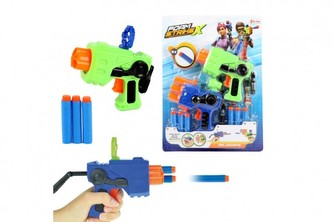 Pistole 2 ks plast 13cm + pěnové náboje 6 ks na kartě