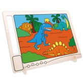 RoboTime Dřevěná oboustranná omalovánka dinosauři T-rex