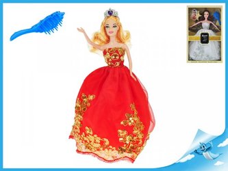 Princezna 29cm s vyšívanými šaty červená