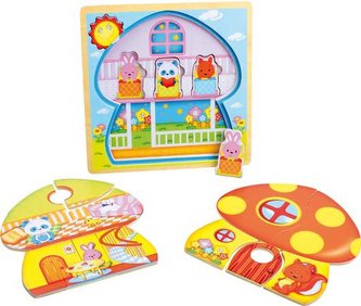 Small Foot Dřevěná hračka vrstvené puzzle Houba