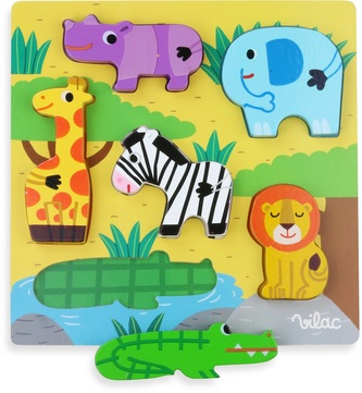 Vilac Dřevěné vkládací puzzle savana