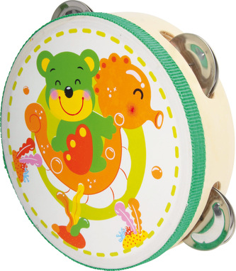 Small Foot Dětské dřevěné hudební nástroje tamburína Funny medvěd