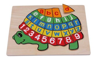 Small Foot Dřevěné hračky písmenkové puzzle želva