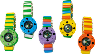 Dřevěný barevný náramek kompas 1ks  oranžová