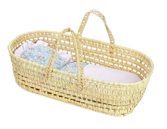 Petitcollin Proutěný přenosný košíček pro panenku 36-50cm