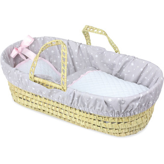 Petitcollin Proutěná taška pro panenku fialová s kvězdičkami