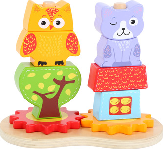 Small Foot Dřevěné kostky sova a kočka