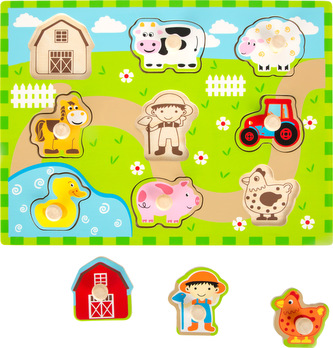 Small Foot Dřevěné vkládací puzzle farma