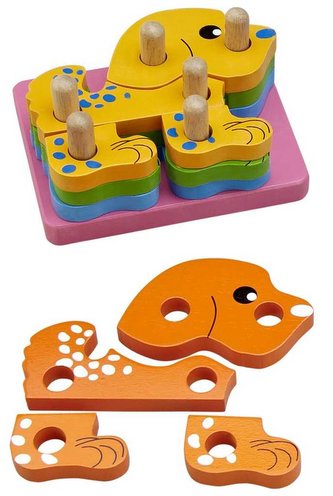 HJ Toys Nasazování na tyč puzzle pejsek