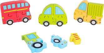 Small Foot Dřevěné puzzle dopravní prostředky 4v1