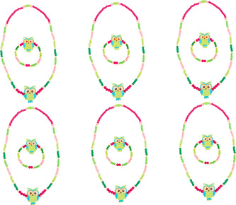 Small Foot Dřevěné šperky se sovou zelené, 1ks náramek a řetízek