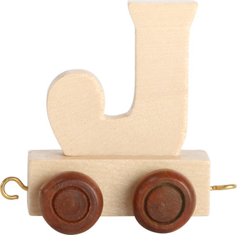 Dřevěný vláček vláčkodráhy abeceda písmeno J