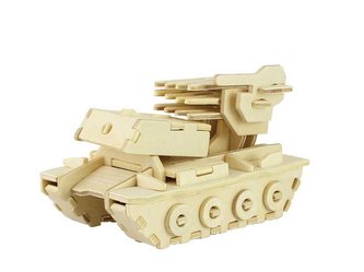 RoboTime Dřevěné 3D puzzle tank s raketama