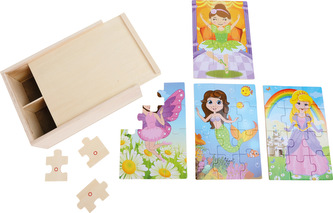 Small Foot Dřevěné puzzle 4v1 v boxu pro dívky