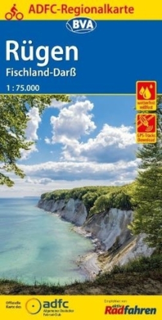 ADFC-Regionalkarte Rügen, Fischland-Darß mit Tagestouren-Vorschlägen, 1:75.000