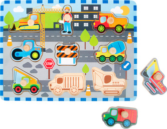 Small Foot Vkládací puzzle stavební stroje