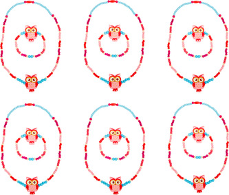 Small Foot Dřevěné šperky se sovou růžové, 1ks náramek a řetízek