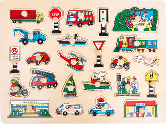 Small Foot Dřevěné vkládací puzzle velké město