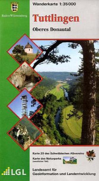 Topographische Wanderkarte Baden-Württemberg Tuttlingen, Oberes Donautal