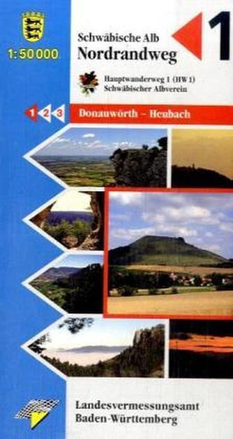 Topographische Sonderkarte Baden-Württemberg Schwäbische Alb, Nordrandweg, 3 Bl.. Tl.1