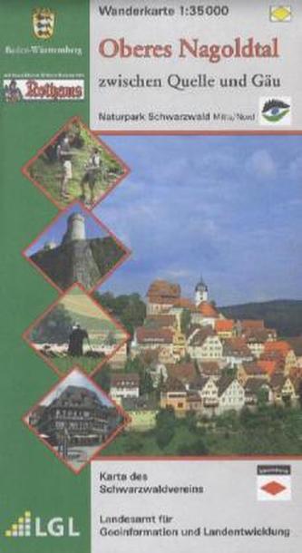 Topographische Wanderkarte Baden-Württemberg Oberes Nagoldtal zwischen Quelle und Gäu