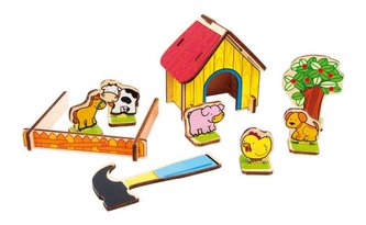 Small Foot Dřevěná farma 3D puzzle