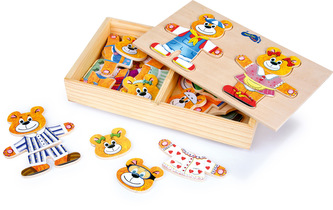 Small Foot Dřevěné oblékací puzzle medvídci