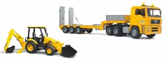 Bruder Nákladní auto MAN s návěsem a bagrem JCB