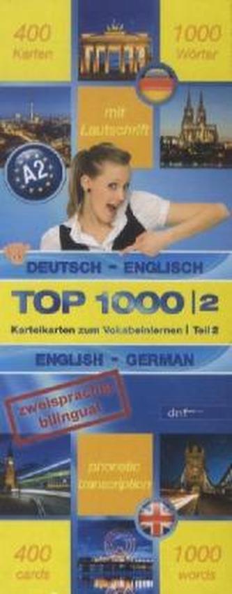 Top 1000 Englisch Niveau A2, Karteikarten m. Lernbox. Tl.2