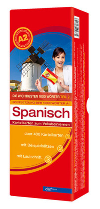 Die wichtigsten 1000 Wörter Spanisch Niveau A2, Karteikarten m. Lernbox