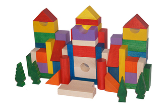 EkoToys Dřevěné kostky barevné 50 ks