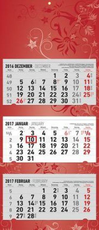 3-Monatskalender Flower-Design 2017