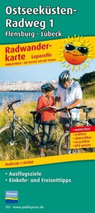PublicPress Leporello Radwanderkarte Ostseeküsten-Radweg 1 Flensburg-Lübeck