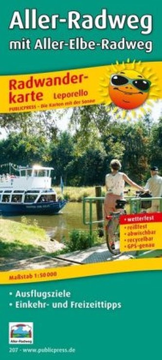 PublicPress Radwanderkarte Aller-Radweg mit Aller-Elbe-Radweg, 27 Teilktn.