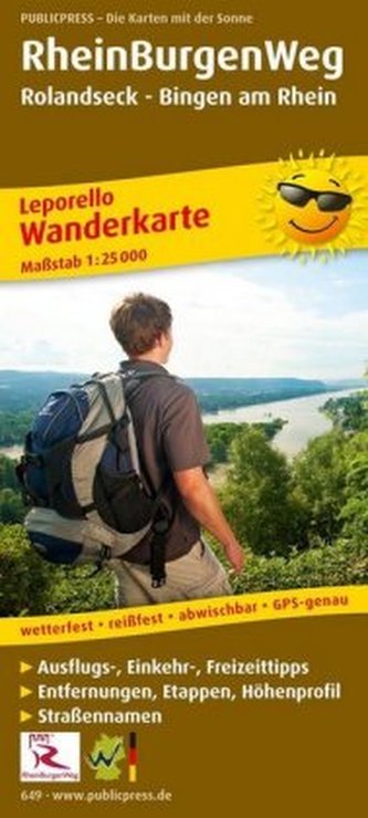 PublicPress Wanderkarte RheinBurgenWeg, 26 Teilkarten