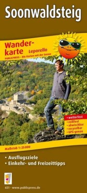 PublicPress Wanderkarte Leporello Soonwaldsteig, 13 Teilkarten