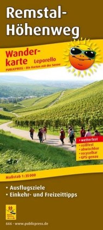 PublicPress Wanderkarte Remstal-Höhenweg, 19 Teilktn.