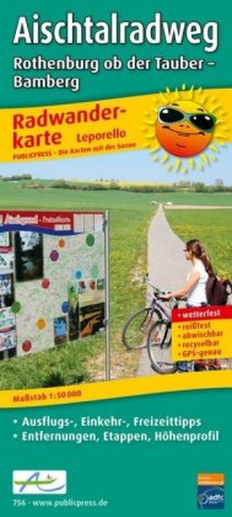 PublicPress Leporello Radtourenkarte Aischtalradweg, Rothenburg ob der Tauber - Bamberg