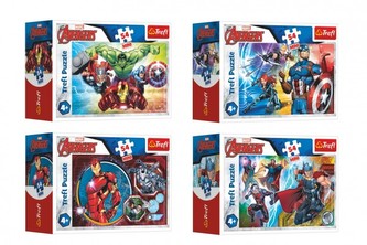 Minipuzzle 54 dílků Avengers/Hrdinové 4 druhy v krabičce 9x6.5x4cm - 1 KS