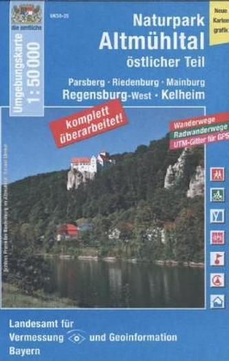 Topographische Karte Bayern Naturpark Altmühltal, östlicher Teil