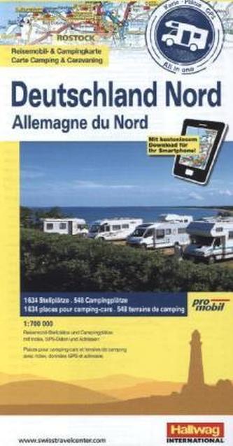Promobil Reisemobil- & Campingkarte Deutschland Nord. Promobil Carte Camping & Caravaning Allemage du Nord. Promobil Camping- &
