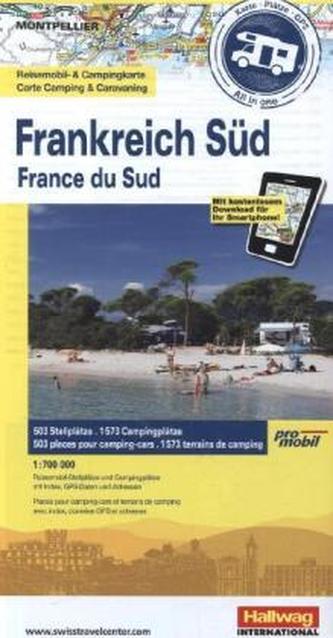 Promobil Reisemobil- & Campingkarte Frankreich Süd. Promobil Carte Camping & Caravaning France du Sud. Promobil Camping- & Carav