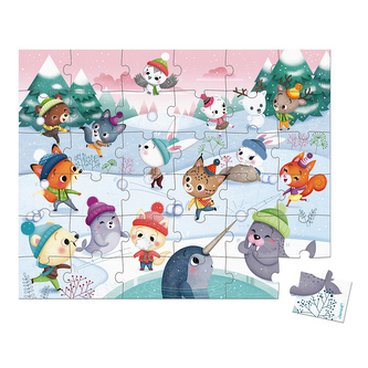 Puzzle pro děti Party na sněhu Janod v kufříku 36 ks