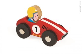Dřevěné auto Story Racing Racer Janod od 1 roku žluté nebo červené